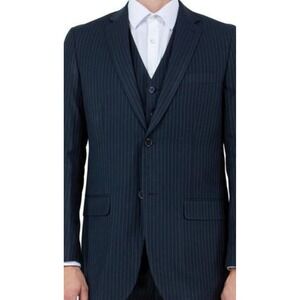 MARC MARTIN Super 120's Mens Blazer Sport Coat Pinstripe Two‎ Button Navy 46R